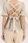 Bluza dama din bumbac bej cu peplum si maneci bufante 5 - StarShinerS.ro