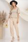 Bluza dama din bumbac bej cu peplum si maneci bufante 3 - StarShinerS.ro