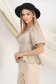 Bluza dama din bumbac bej cu peplum si maneci bufante 2 - StarShinerS.ro