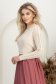 Bluza dama din tricot fin bej cu croi larg accesorizata cu pietre strass 2 - StarShinerS.ro