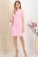 Rochie din tricot texturat roz-deschis scurta tip creion cu buzunare frontale 3 - StarShinerS.ro
