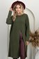 Khaki damski džemperi pletenje širok dug 1 - StarShinerS.hr