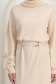 Rochie din tricot subtire bej midi cu un croi drept si cordon in talie 6 - StarShinerS.ro
