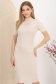 Rochie din tricot fin subtire bej midi tip creion cu maneca scurta 1 - StarShinerS.ro