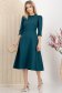Rochie din stofa elastica verde petrol midi in clos cu umeri bufanti - StarShinerS 3 - StarShinerS.ro