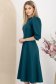 Rochie din stofa elastica verde petrol midi in clos cu umeri bufanti - StarShinerS 2 - StarShinerS.ro