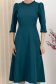 Rochie din stofa elastica verde petrol midi in clos cu umeri bufanti - StarShinerS 4 - StarShinerS.ro