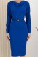 Rochie din crep albastra midi tip creion cu decolteu cazut si accesoriu tip curea - StarShinerS 4 - StarShinerS.ro