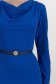 Rochie din crep albastra midi tip creion cu decolteu cazut si accesoriu tip curea - StarShinerS 6 - StarShinerS.ro
