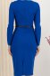 Rochie din crep albastra midi tip creion cu decolteu cazut si accesoriu tip curea - StarShinerS 5 - StarShinerS.ro