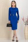 Rochie din crep albastra midi tip creion cu decolteu cazut si accesoriu tip curea - StarShinerS 3 - StarShinerS.ro