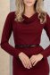Rochie din crep visinie midi tip creion cu decolteu cazut si accesoriu tip curea - StarShinerS 7 - StarShinerS.ro