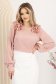 Bluza dama din voal roz pudra cu croi larg si volanase la umeri - StarShinerS 4 - StarShinerS.ro