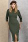Rochie din tricot kaki midi tip creion cu guler inalt si slit frontal - StarShinerS 1 - StarShinerS.ro