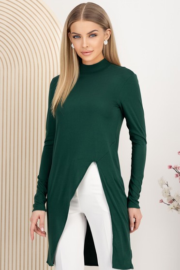 Dámské halenky, StarShinerS tmavě zelená dámská halenka jersey těsné - StarShinerS.cz