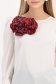 Brosa florala maxi din stofa elastica imprimata rosie- StarShinerS 1 - StarShinerS.ro