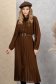 Rochie tip camasa plisata din voal maro midi in clos cu elastic in talie si accesoriu tip curea 7 - StarShinerS.ro