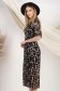Rochie plisata din voal neagra midi in clos cu elastic in talie si accesoriu tip curea 2 - StarShinerS.ro