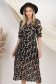 Rochie plisata din voal neagra midi in clos cu elastic in talie si accesoriu tip curea 3 - StarShinerS.ro