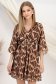 Rochie din voal maro scurta in clos cu elastic in talie si accesoriu tip curea 1 - StarShinerS.ro