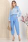 Pantaloni din bumbac albastru-deschis cu buzunare frontale si accesoriu tip curea 2 - StarShinerS.ro
