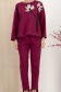 Trening din bumbac elastic zmeura cu elastic in talie si aplicatii florale frontale 4 - StarShinerS.ro