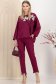 Trening din bumbac elastic zmeura cu elastic in talie si aplicatii florale frontale 3 - StarShinerS.ro
