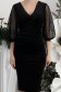 Rochie din catifea neagra tip creion cu decolteu petrecut si maneci bufante - StarShinerS 5 - StarShinerS.ro