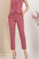 Pantaloni din stofa elastica roz conici cu talie inalta si buzunare laterale 1 - StarShinerS.ro