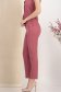 Pantaloni din stofa elastica roz conici cu talie inalta si buzunare laterale 3 - StarShinerS.ro