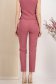 Pantaloni din stofa elastica roz conici cu talie inalta si buzunare laterale 4 - StarShinerS.ro