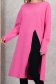 Pulover lung tricotat roz cu croi larg si slit frontal 5 - StarShinerS.ro