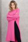 Pulover lung tricotat roz cu croi larg si slit frontal 4 - StarShinerS.ro