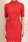 Rochie din tricot reiat rosie midi tip creion cu guler inalt 4 - StarShinerS.ro