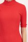 Rochie din tricot reiat rosie midi tip creion cu guler inalt 6 - StarShinerS.ro