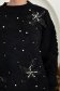 Pulover din tricot negru cu croi larg si aplicatii florale cu perle 6 - StarShinerS.ro