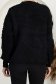 Pulover din tricot negru cu croi larg si aplicatii florale cu perle 5 - StarShinerS.ro