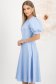 Rochie din stofa elastica albastru-deschis midi in clos cu maneci bufante - StarShinerS 2 - StarShinerS.ro