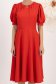 Rochie din stofa elastica rosie midi in clos cu maneci bufante - StarShinerS 4 - StarShinerS.ro