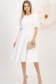 Rochie din stofa elastica alba midi in clos cu maneci bufante - StarShinerS 3 - StarShinerS.ro