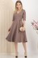 Rochie din stofa elastica mocha midi in clos cu accesoriu tip curea - StarShinerS 3 - StarShinerS.ro