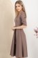 Rochie din stofa elastica mocha midi in clos cu accesoriu tip curea - StarShinerS 2 - StarShinerS.ro