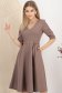 Rochie din stofa elastica mocha midi in clos cu accesoriu tip curea - StarShinerS 1 - StarShinerS.ro