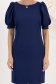 Rochie din stofa elastica bleumarin scurta cu un croi drept si maneci scurte bufante - StarShinerS 4 - StarShinerS.ro