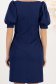 Rochie din stofa elastica bleumarin scurta cu un croi drept si maneci scurte bufante - StarShinerS 5 - StarShinerS.ro