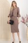 Fusta din stofa elastica nude midi tip creion cu talie inalta - StarShinerS 2 - StarShinerS.ro