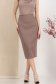 Fusta din stofa elastica nude midi tip creion cu talie inalta - StarShinerS 1 - StarShinerS.ro