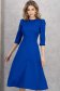 Rochie din stofa elastica albastra midi in clos cu umeri bufanti - StarShinerS 1 - StarShinerS.ro