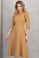 Rochie din stofa elastica nude midi in clos cu umeri bufanti - StarShinerS 1 - StarShinerS.ro