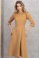 Rochie din stofa elastica nude midi in clos cu umeri bufanti - StarShinerS 3 - StarShinerS.ro
